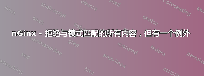 nGinx - 拒绝与模式匹配的所有内容，但有一个例外