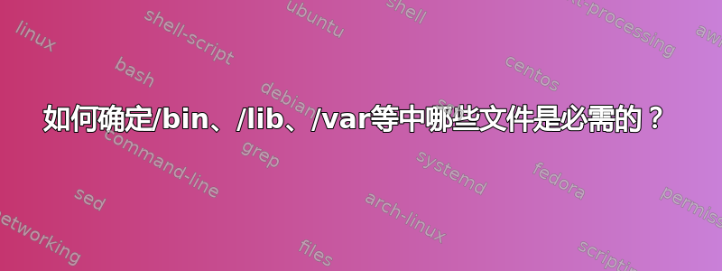 如何确定/bin、/lib、/var等中哪些文件是必需的？