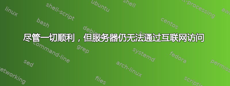 尽管一切顺利，但服务器仍无法通过互联网访问