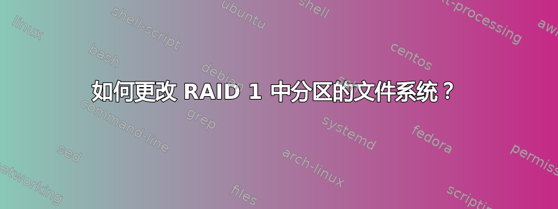 如何更改 RAID 1 中分区的文件系统？