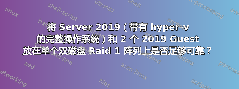 将 Server 2019（带有 hyper-v 的完整操作系统）和 2 个 2019 Guest 放在单个双磁盘 Raid 1 阵列上是否足够可靠？