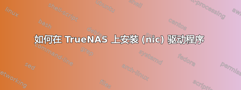 如何在 TrueNAS 上安装 (nic) 驱动程序