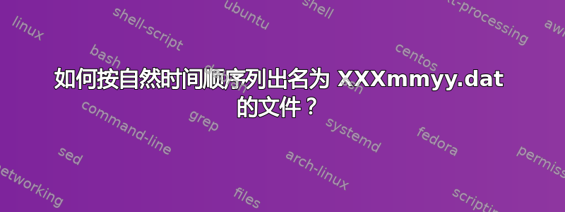 如何按自然时间顺序列出名为 XXXmmyy.dat 的文件？