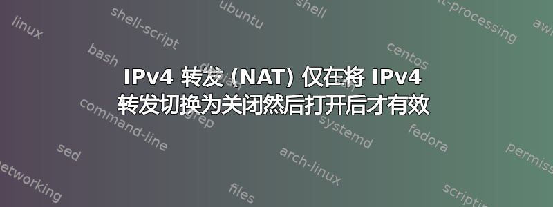 IPv4 转发 (NAT) 仅在将 IPv4 转发切换为关闭然后打开后才有效