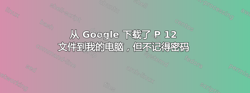 从 Google 下载了 P 12 文件到我的电脑，但不记得密码