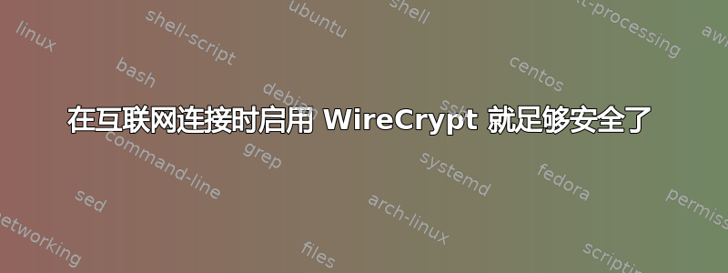 在互联网连接时启用 WireCrypt 就足够安全了