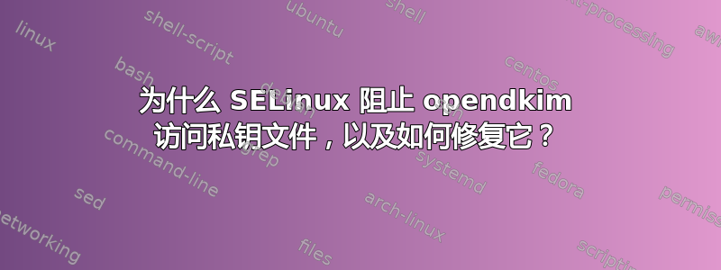 为什么 SELinux 阻止 opendkim 访问私钥文件，以及如何修复它？