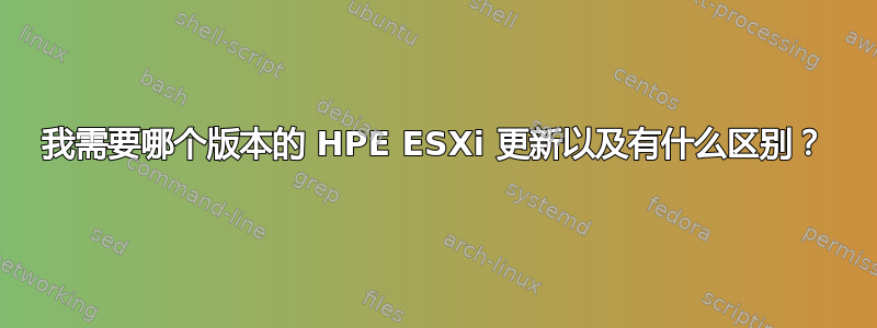 我需要哪个版本的 HPE ESXi 更新以及有什么区别？