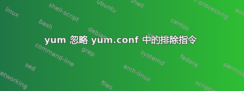 yum 忽略 yum.conf 中的排除指令