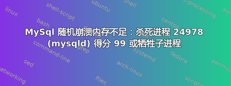 MySql 随机崩溃内存不足：杀死进程 24978 (mysqld) 得分 99 或牺牲子进程