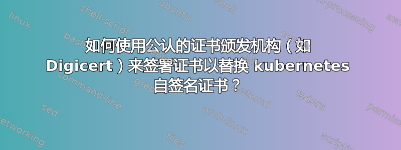 如何使用公认的证书颁发机构（如 Digicert）来签署证书以替换 kubernetes 自签名证书？