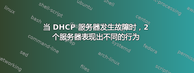 当 DHCP 服务器发生故障时，2 个服务器表现出不同的行为