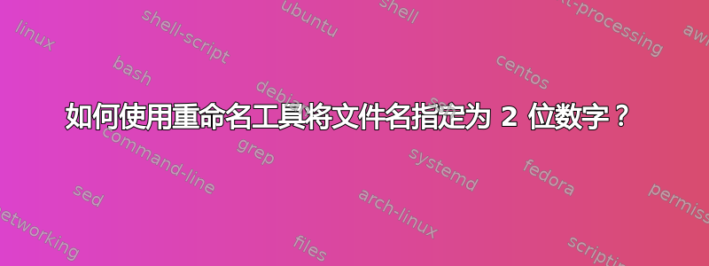 如何使用重命名工具将文件名指定为 2 位数字？