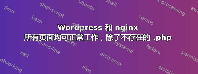 Wordpress 和 nginx 所有页面均可正常工作，除了不存在的 .php