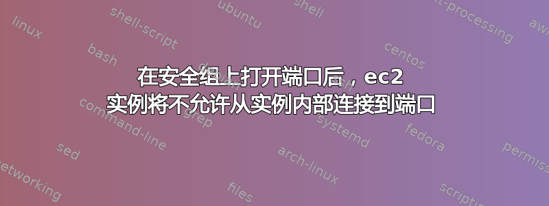 在安全组上打开端口后，ec2 实例将不允许从实例内部连接到端口