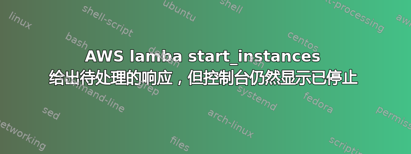 AWS lamba start_instances 给出待处理的响应，但控制台仍然显示已停止