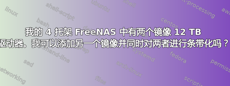 我的 4 托架 FreeNAS 中有两个镜像 12 TB 驱动器。我可以添加另一个镜像并同时对两者进行条带化吗？