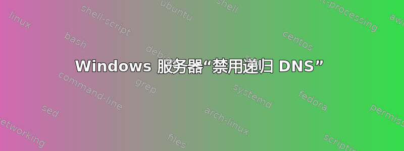 Windows 服务器“禁用递归 DNS”