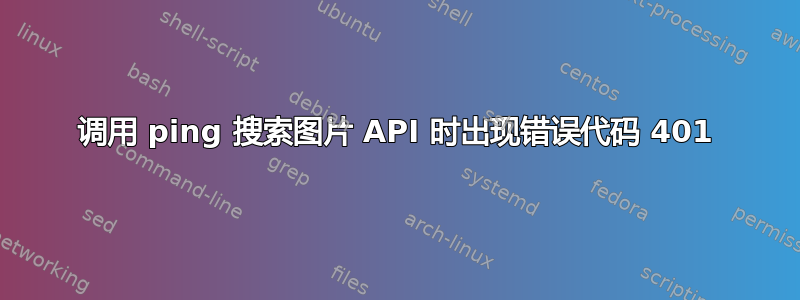 调用 ping 搜索图片 API 时出现错误代码 401