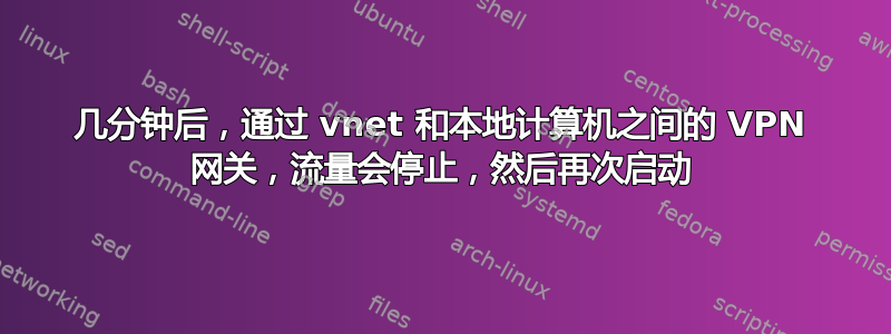 几分钟后，通过 vnet 和本地计算机之间的 VPN 网关，流量会停止，然后再次启动