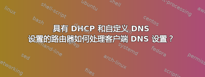 具有 DHCP 和自定义 DNS 设置的路由器如何处理客户端 DNS 设置？