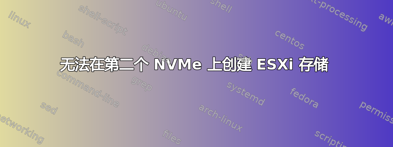 无法在第二个 NVMe 上创建 ESXi 存储