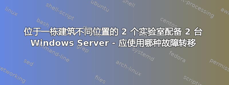 位于一栋建筑不同位置的 2 个实验室配备 2 台 Windows Server - 应使用哪种故障转移