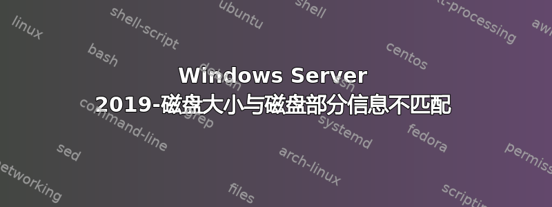 Windows Server 2019-磁盘大小与磁盘部分信息不匹配