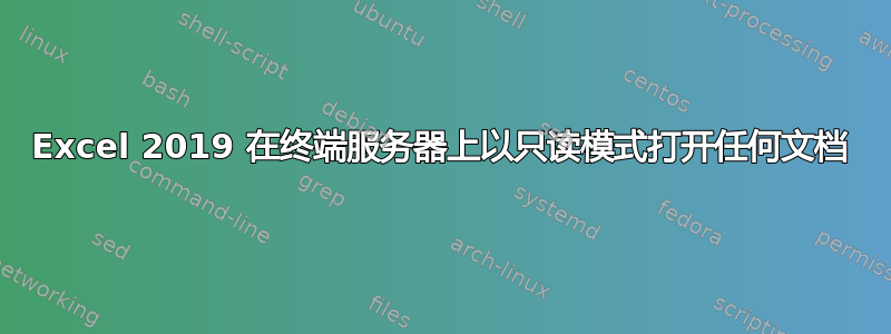 Excel 2019 在终端服务器上以只读模式打开任何文档
