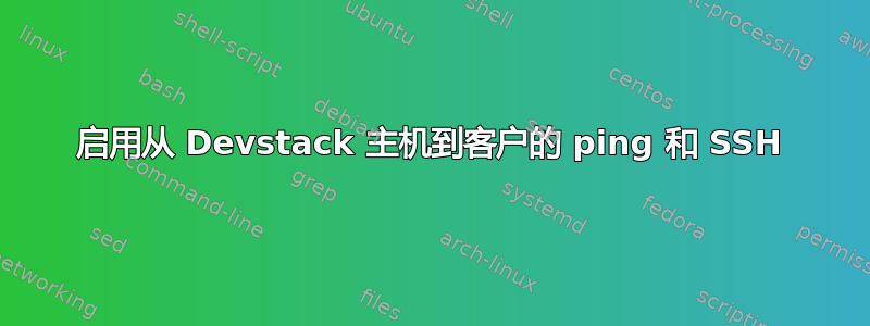 启用从 Devstack 主机到客户的 ping 和 SSH