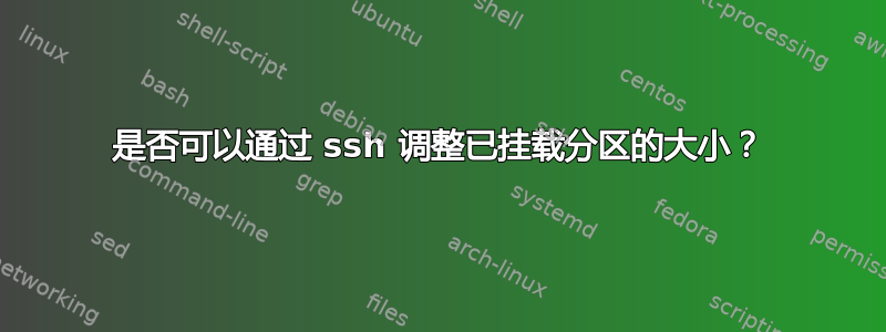 是否可以通过 ssh 调整已挂载分区的大小？