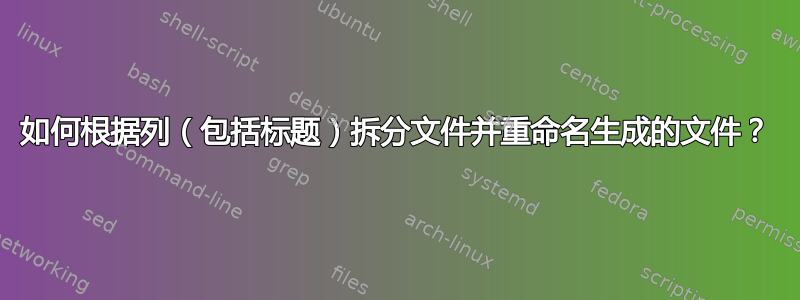 如何根据列（包括标题）拆分文件并重命名生成的文件？