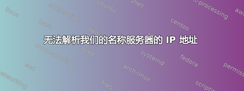 无法解析我们的名称服务器的 IP 地址