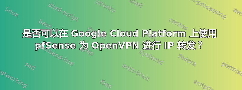 是否可以在 Google Cloud Platform 上使用 pfSense 为 OpenVPN 进行 IP 转发？