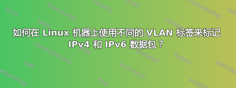 如何在 Linux 机器上使用不同的 VLAN 标签来标记 IPv4 和 IPv6 数据包？