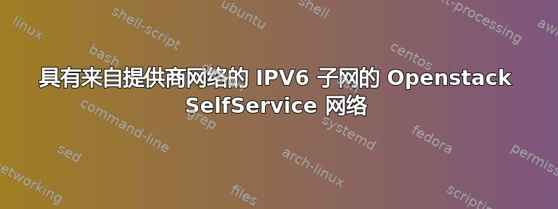 具有来自提供商网络的 IPV6 子网的 Openstack SelfService 网络