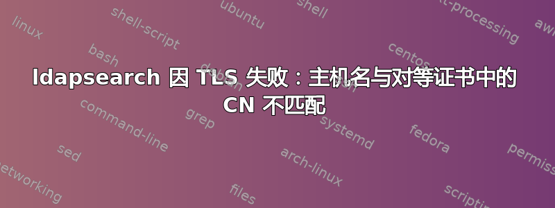 ldapsearch 因 TLS 失败：主机名与对等证书中的 CN 不匹配