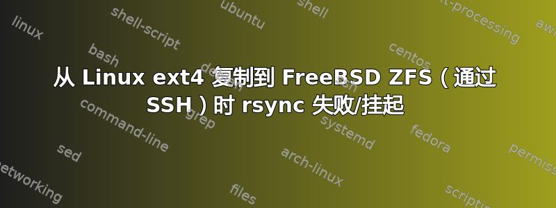 从 Linux ext4 复制到 FreeBSD ZFS（通过 SSH）时 rsync 失败/挂起