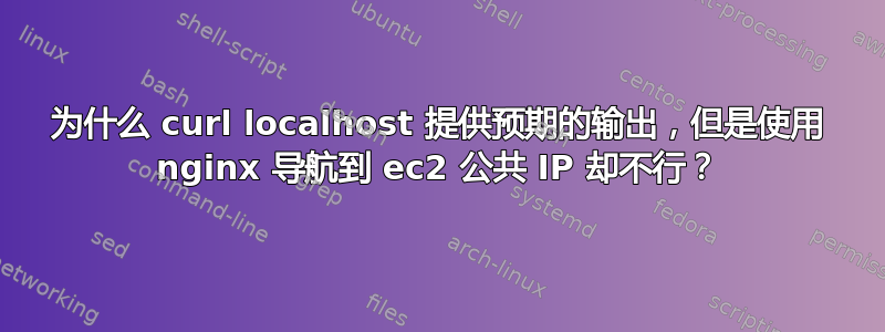 为什么 curl localhost 提供预期的输出，但是使用 nginx 导航到 ec2 公共 IP 却不行？