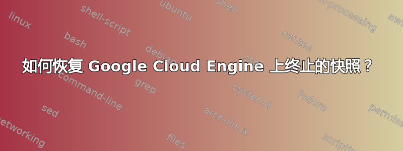 如何恢复 Google Cloud Engine 上终止的快照？