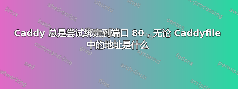 Caddy 总是尝试绑定到端口 80，无论 Caddyfile 中的地址是什么