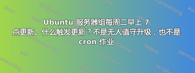 Ubuntu 服务器组每周二早上 7 点更新。什么触发更新？不是无人值守升级，也不是 cron 作业