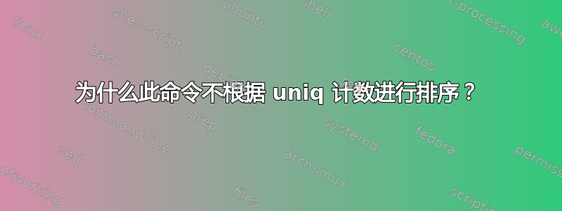 为什么此命令不根据 uniq 计数进行排序？