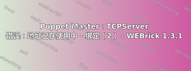 Puppet Master：TCPServer 错误：地址已在使用中 - 绑定（2） - WEBrick 1.3.1