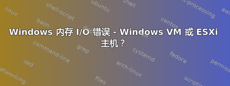 Windows 内存 I/O 错误 - Windows VM 或 ESXi 主机？