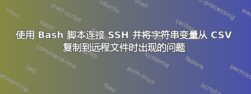 使用 Bash 脚本连接 SSH 并将字符串变量从 CSV 复制到远程文件时出现的问题