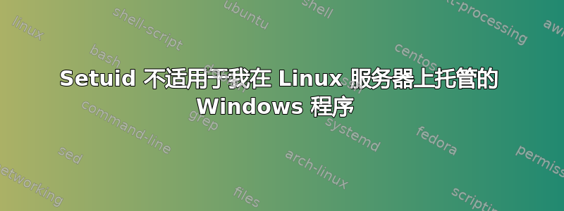 Setuid 不适用于我在 Linux 服务器上托管的 Windows 程序 