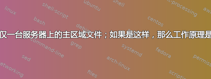 DNS：仅一台服务器上的主区域文件；如果是这样，那么工作原理是什么？