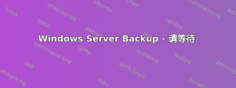 Windows Server Backup - 请等待