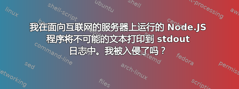 我在面向互联网的服务器上运行的 Node.JS 程序将不可能的文本打印到 stdout 日志中。我被入侵了吗？